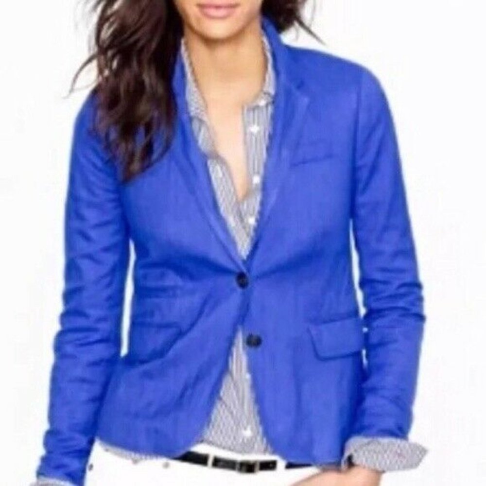 J.Crew Schoolboy Blazer in Herringbone Blue, Sz 00
